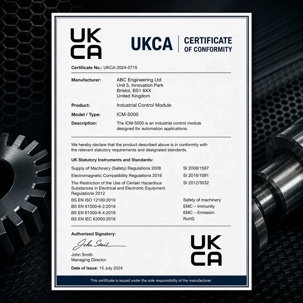 YZPOWER battery charger UKCA certification - UK Conformity