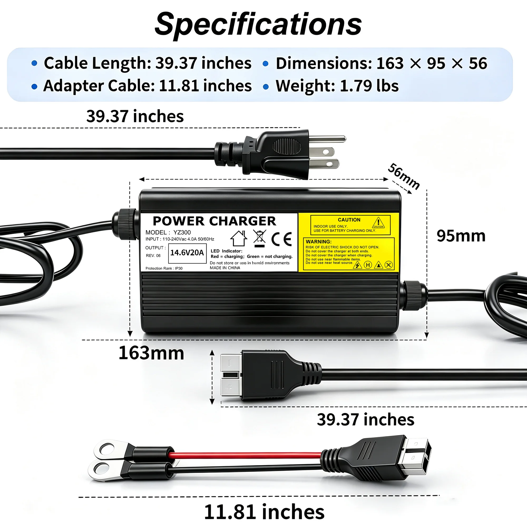 14.6V 20A LiFePO4 Battery Charger (view 2)