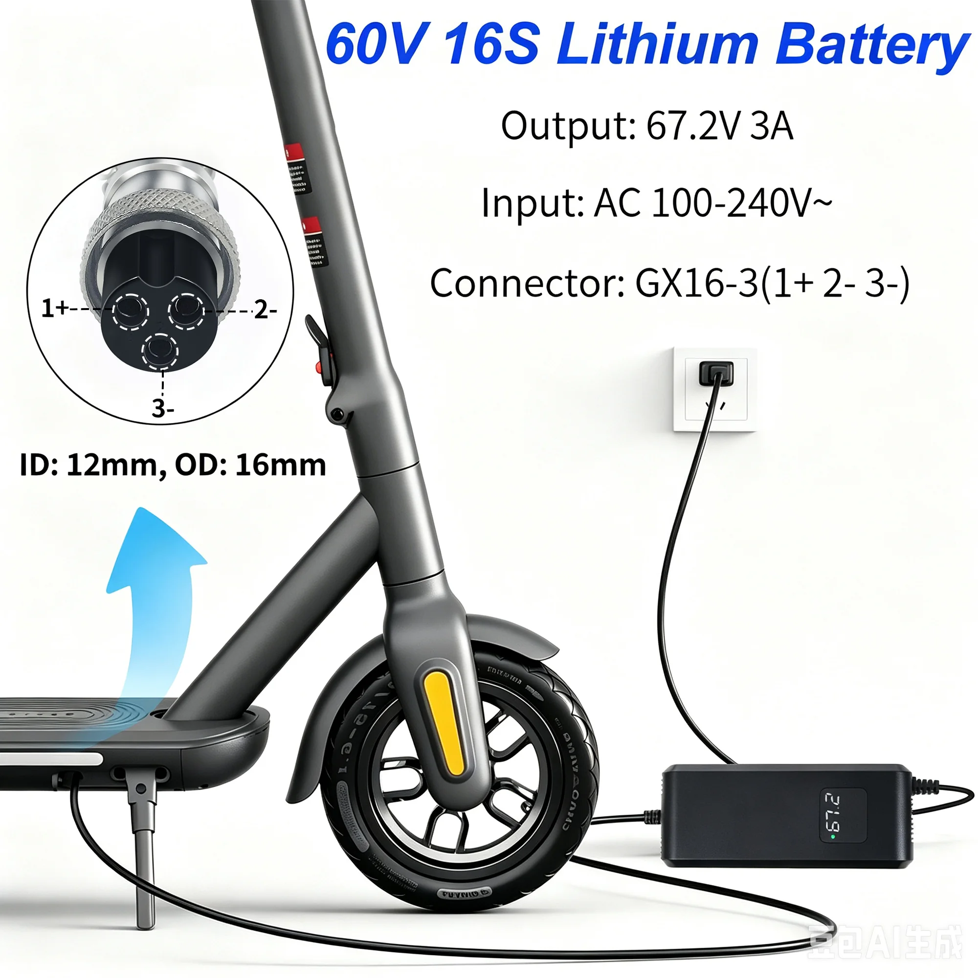 67.2V 3A Charger (Lithium) (view 3)