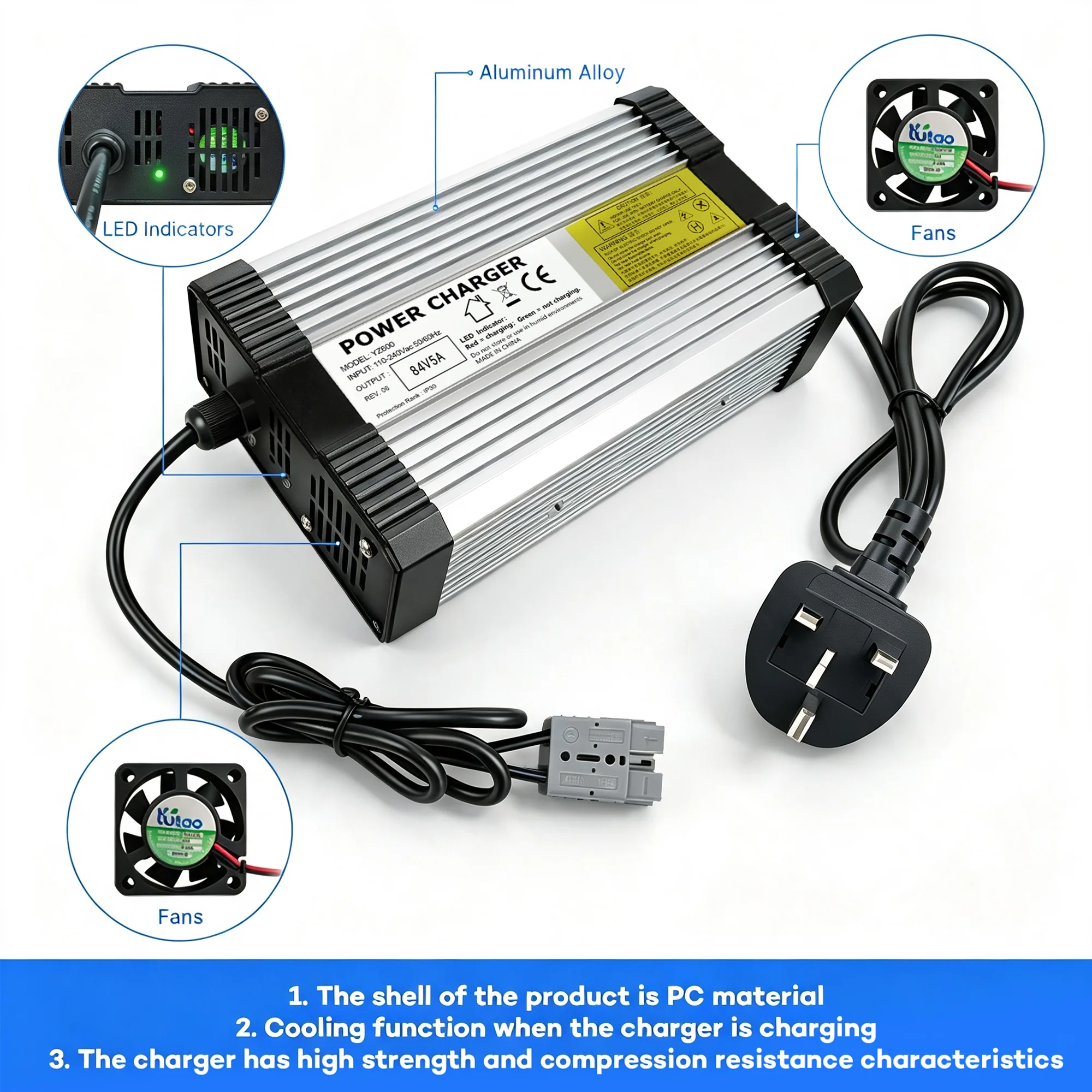 Electric Scooter Charger 84V 5A for 72V(20S) Lithium Battery (view 3)