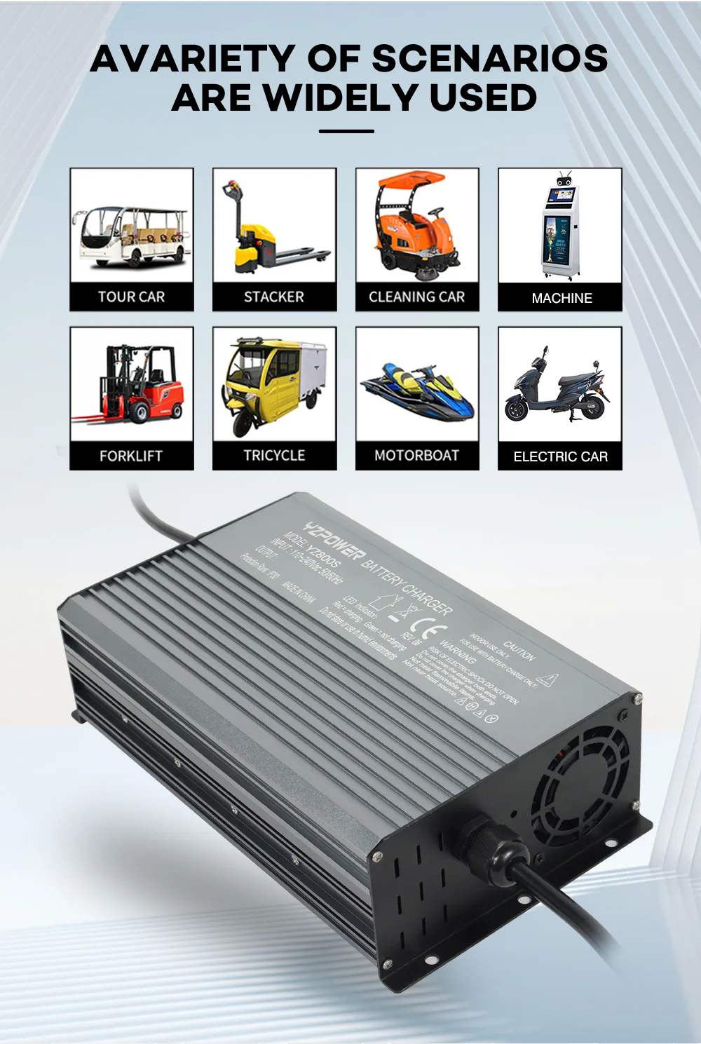 12V Lithium Lead Acid LiFePO4 12.6V 14.6V 40A Battery Charger - detail view 2